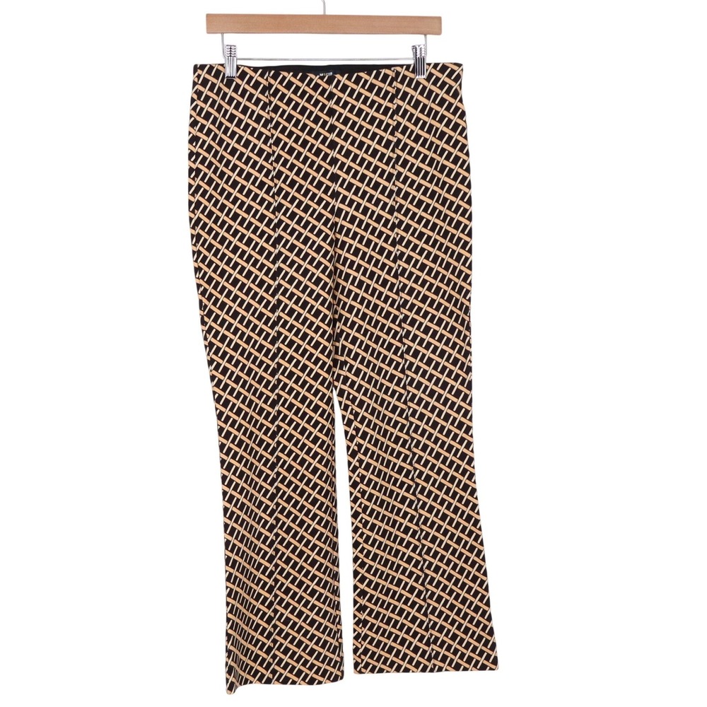 Maeve Pants Womens Medium Flare Geometric Lattice Black Tan Stretch Excellent
